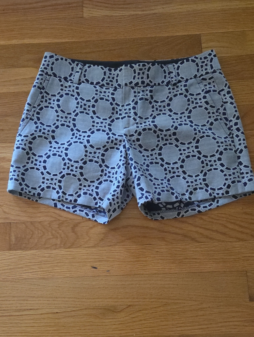 Banana Republic Navy and Light Gray Geometric High-Waist Shorts
